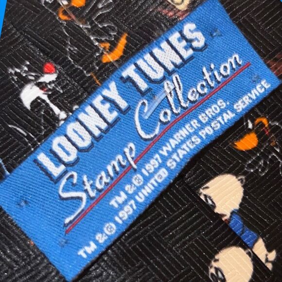 Vintage Looney Tunes Stamp Collection Bugs Daffy Taz Tie - Picture 4 of 5
